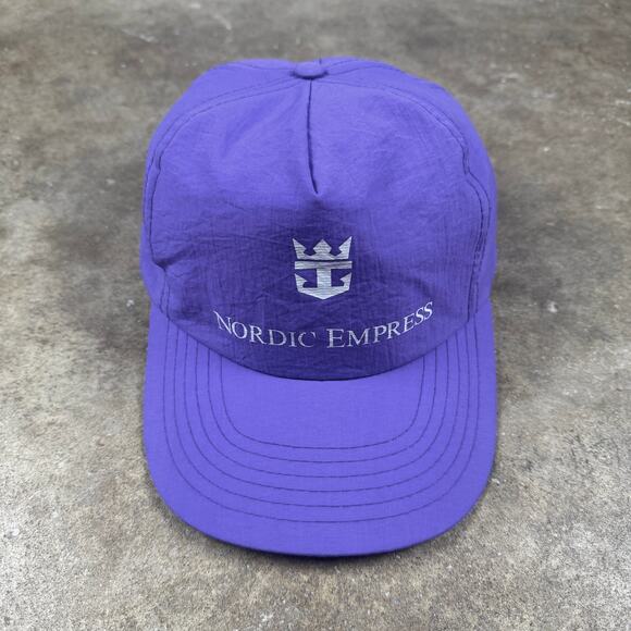 Vintage Royal Caribbean Nordic‎ Empress Hat Snapback Purple Nylon Cruise Cap - Picture 1 of 8